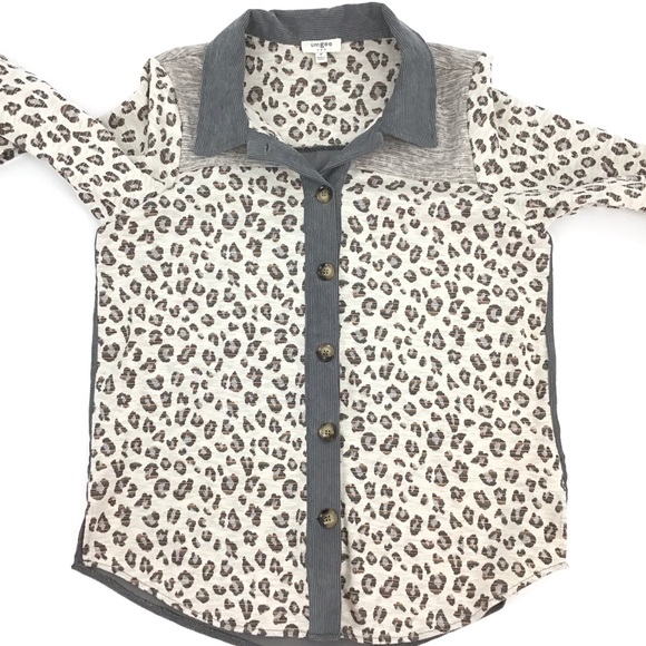 Umgee Button Down Leopard Print Corduroy Top - Picture 14 of 14